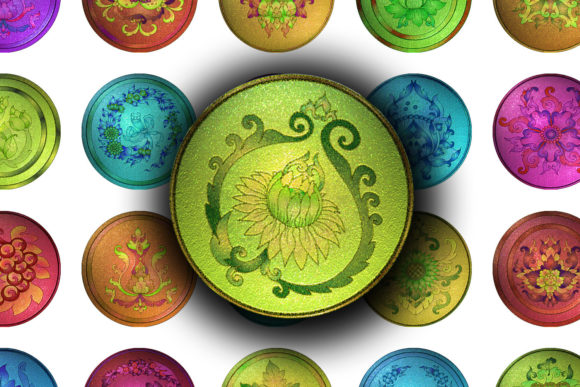 Digital Collage Sheet - Round Flower