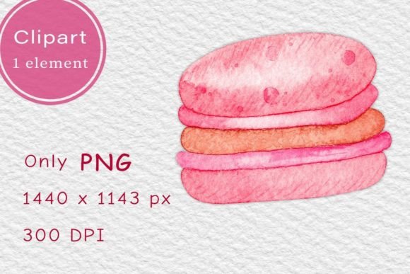Pink Watercolor Macaron PNG Clipart