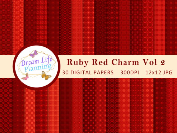 Ruby Red Charm Digital Papers Vol 2