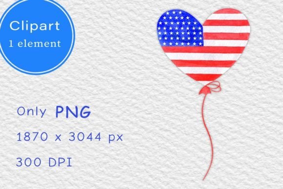 Watercolor American Balloon PNG Clipart