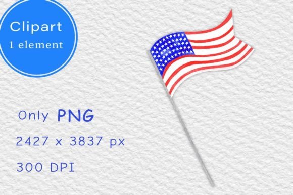 Watercolor American Flag Clipart PNG