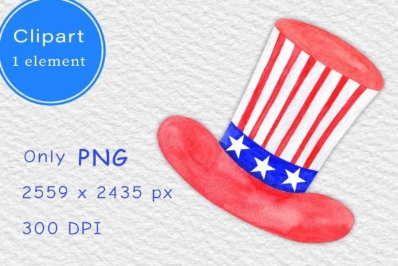 Watercolor American Hat Clipart PNG: A Versatile Design for Creative Projects