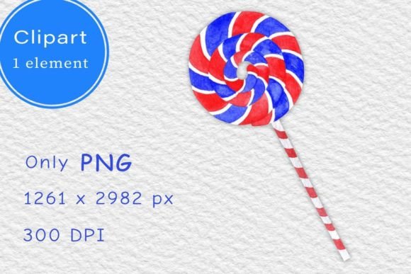 Watercolor American Lollipop PNG
