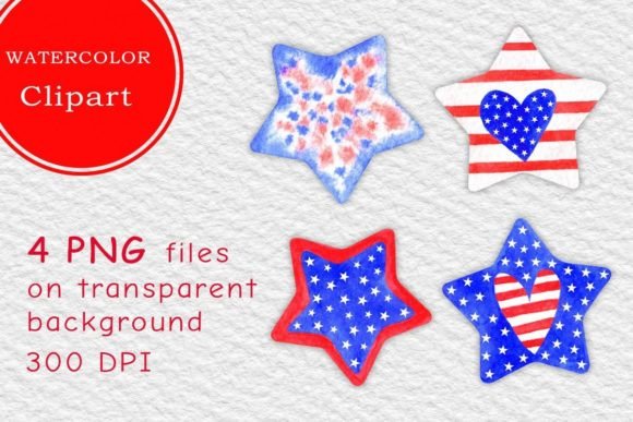 Watercolor American Stars PNG Clipart