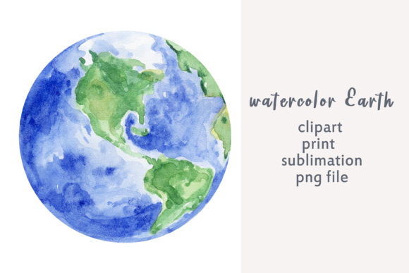 Watercolor Earth Day Clipart- 1 Png File