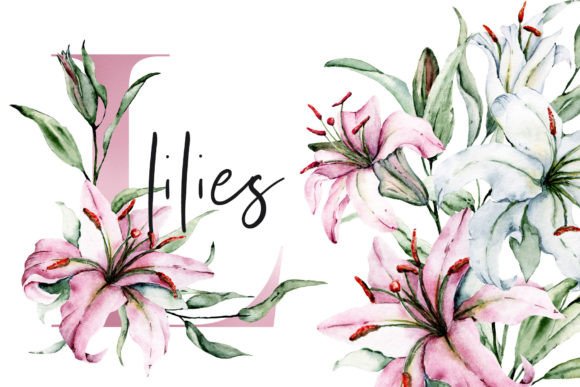 Watercolor Flowers Lilies PNG Set: A Versatile Resource for Creative Designers