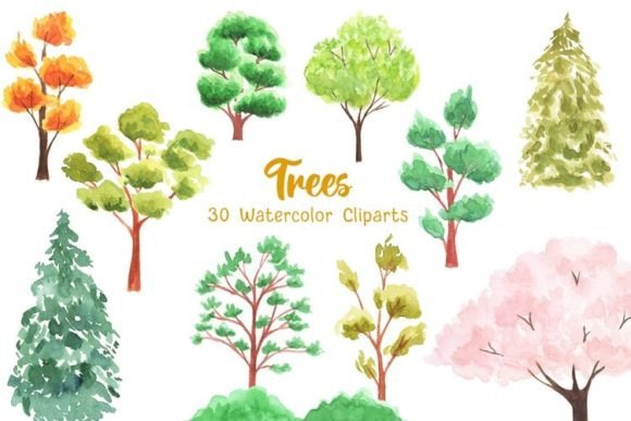 Watercolor Trees Clipart and PNGs: A Creative Resource for Designers and Entrepreneurs